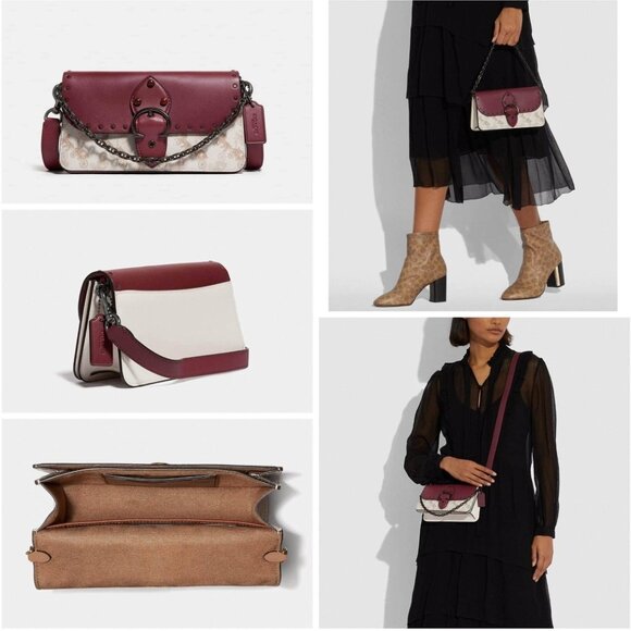 Coach *Horse & Carriage print in Chalk Wine Beat Crossbody - Picture 2 of 16